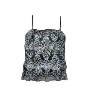Ralph Lauren Black Label Lace Metallic Overlay Strappy Cami Tank‎ Top Small